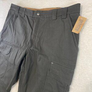 Duluth Trading Fire Hose Fleece-Lined Cargo Pants Size 44x30 Gray Heavy Canvas